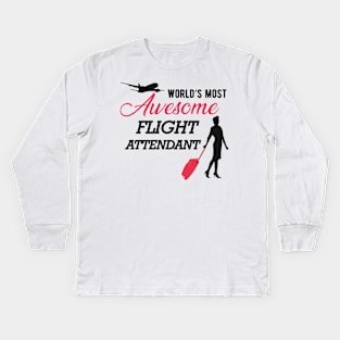 Flight Attendant - World's most awesome flight attendant Kids Long Sleeve T-Shirt